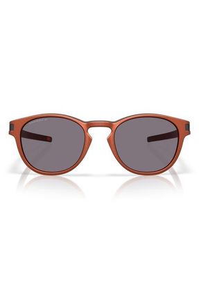 Oakley Latch 53mm Prizm Polarized Round Sunglasses in Fire Orange /Grey Polarized at Nordstrom