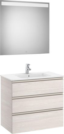 Roca Conjunto De Mueble 3 Cajones, Lavabo Y Espejo Con Led The Gap - Roca Color: Fresno N&oacute;rdico - Medidas: 805 Mm