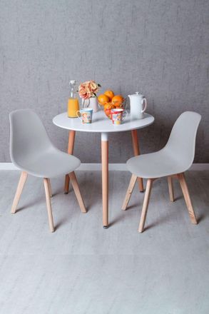 Regalos Miguel Regalos Miguel - Descuento Extra - Conjunto Mesa Tower Redonda 80 Cm Blanca Y Pack 2 Sillas Kelen - Gris