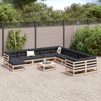 Berkfield Home Beautiful 12 Piece Garden Sofa Set Solid Wood Pine in Light Tan