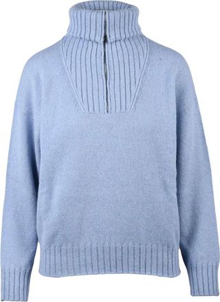 PESERICO Truien & Vesten, Dames, Blauw, M, Wol, Lam&eacute; Rits Turtleneck Trui