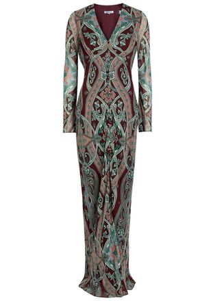 Veronica Beard Daciana Paisley-print Silk Maxi Dress - Burgundy - 10 (UK14 / L)