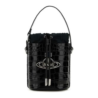 Vivienne Westwood Daisy Emmer Tas van Zwart Leer - Dames - Tassen - Zwart - Maat: ONE Size Leer