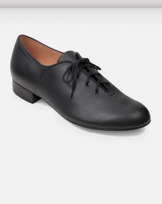 Bloch Mens Jazz Oxford Character Shoes with Suede Sole, Black Leather