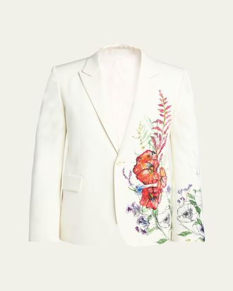 Alexander McQueen Mens Meadow Floral Single-Breasted Sport Coat