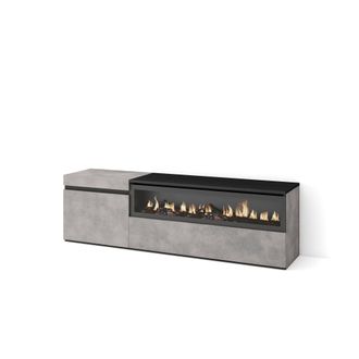 Skraut Home Skraut Home - Mueble Tv, Televisi&oacute;n, Muebles De Sal&oacute;n, Almacenaje, 150x45x35cm, Para Tv Hasta 65, Chimenea El&eacute;ctrica, Estilo Moderno, Gris Cemento