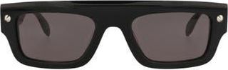 Alexander McQueen 52mm Rectangle Sunglasses in Black Black Grey at Nordstrom Rack