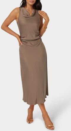 Bebe Crepe Satin Cowl Neck Midi Dress in Mocha at Nordstrom Rack, Size X-Small