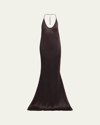 Tom Ford Draped Backless Satin Gown