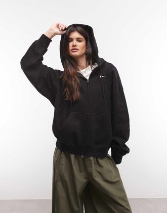 Nike Studio felpa pesante oversize con zip intera nera-Nero