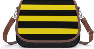 Generic Yellow Black Striped Crossbody Bags for Women Shoulder Messenger Bag Purse Handbags