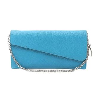 Dior Pre-owned Cross Body Bags, female, Blue, Size: ONE SIZE Pre-owned Diorissimo Rencontre Leather Long Wallet