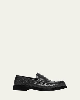 Bottega Veneta Mens James Intrecciato Leather Loafers