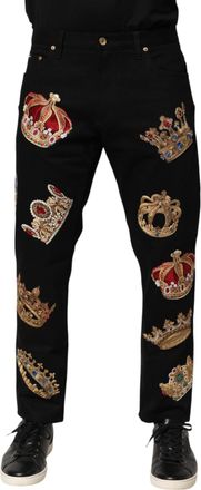 Dolce & Gabbana Kroon Geborduurde Jeans