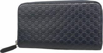 Gucci Navy Leather Long Wallet (Bi-Fold) (Pre-Owned)