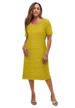 Jessica London Crochet Dress in Golden Citrus at Nordstrom, Size 28