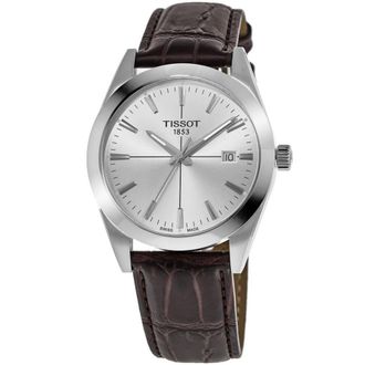 Tissot Gentleman Silver Dial Leather Strap Mens Watch T127.410.16.031.01
