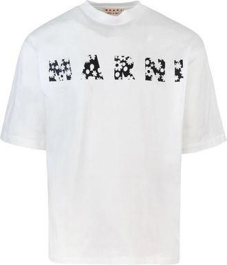 Marni Witte T-shirts en Polos met Geribbelde Ronde Hals - Heren - T-shirts - Wit - L - Katoen - Tops