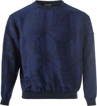 Emporio Armani Blauw Sweatshirt met Rits - Heren - Sweatshirts - Blauw - 2XL - Linnen - Hoodies & sweatvesten