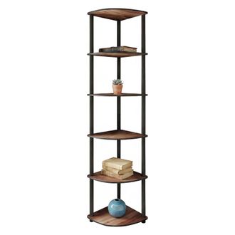 Dmora Estanter&iacute;a Schiavon, Librer&iacute;a 5 Estantes, Instalaci&oacute;n Libre, Acabado Nogal, 34x34x173h Cm Marr&oacute;n Nogal
