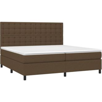 vidaXL Cama Box Spring Con Colch&oacute;n Tela Marr&oacute;n Oscuro 200x200 Cm Vidaxl