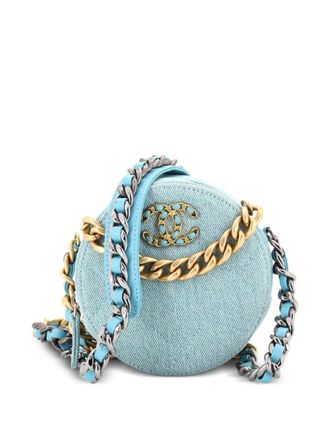 Chanel 19 Round Clutch with Chain Quilted Denim crossbody bag - women - Denim - One Size - Blue