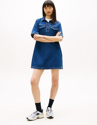 Tommy Hilfiger Womens Tommy Jeans Denim Mini Shirtdress - Blue - M