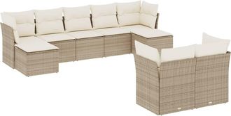 vidaXL Set De Sof&aacute;s De Jard&iacute;n 9 Pzas Con Cojines Rat&aacute;n Sint&eacute;tico Beige Vidaxl