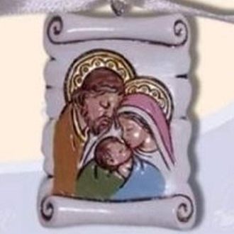 Trade Shop Trade Shop - Bomboniera Appendino Con Pergamena Sacra Famiglia X Battesimo Nascita Comunione