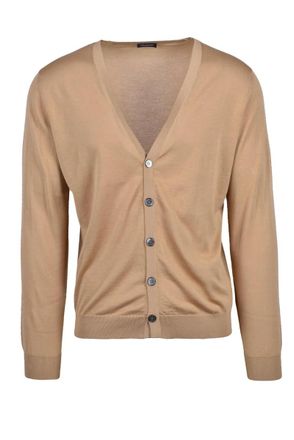 Drumohr Cotton V-Neck Cardigan - Beige