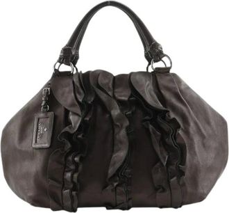 Prada Borsa Tote in Pelle con Volant Pre-owned - - Pre-owned - Donna - Marrone - ONE SIZE