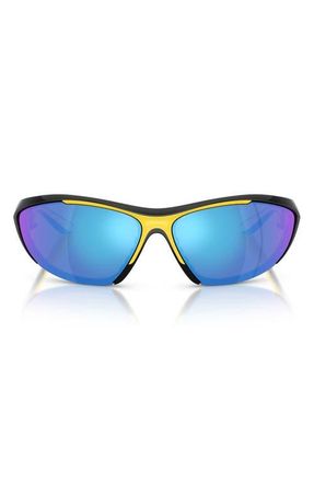 Ferrari 73mm Cat Eye Sunglasses in Black Shiny /Mirror Blue at Nordstrom
