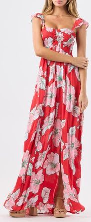 Tiare Hawaii Hollie Floral Maxi Cover-Up Dress in Hibiscus Kiss Red at Nordstrom, Size X-Small/small