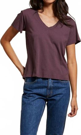 perfectwhitetee Hendrix V-Neck Tee In Plum