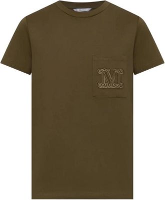 Max Mara Papaia T-shirt - Dames - T-shirts - Groen - L - Katoen - Tops