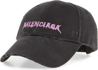 Balenciaga Logo Embroidered Baseball Cap in 1000 Black at Nordstrom, Size Medium