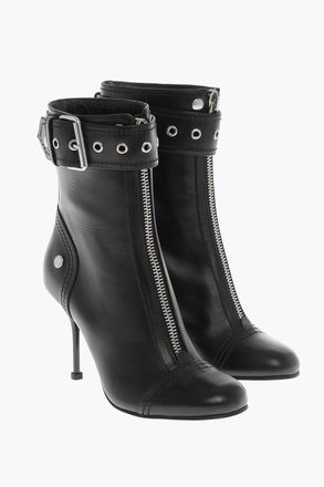 Alexander McQueen Stivaletti Zip-Up in Pelle con Cinturino e Fibbia 9cm Alexander McQueen