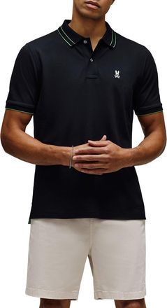 Psycho Bunny Rex Performance Piqu&eacute; Polo in Black at Nordstrom, Size 7