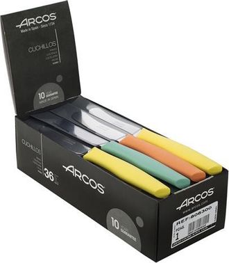 Arcos Arcos Serie Nova, Juego 36 Pzas. Cuchillos Mantequilla, Hoja De Acero Inoxidable De 70 Mm, Mango De Polipropileno En 3 Colores