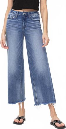 Flying Monkey Vivienne High Rise Crop Wide Leg Jeans In Sagacity