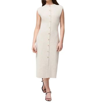 French Connection Marley Button Down Midi Dress In Oatmeal