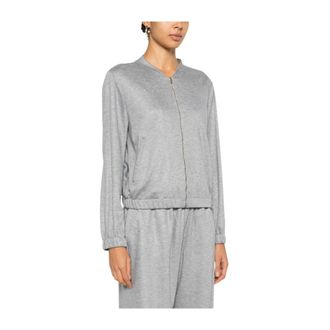 Marella Hoodies & sweatvesten, Dames, Grijs, M, Wol, Canguro Zip Sweater