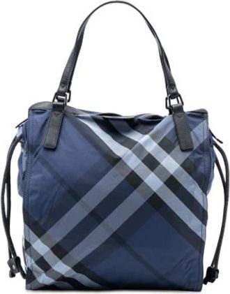 Burberry Pre-owned Tote Bags, female, Blue, Size: ONE SIZE Pre-owned Nylon Tote