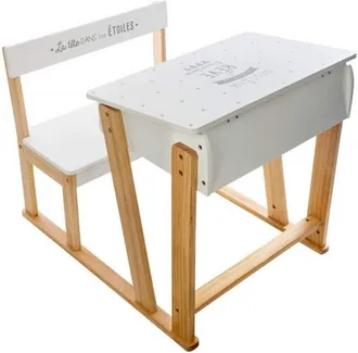 Muemue Escritorio pupitre con silla mdf blanco 58x79x58cm