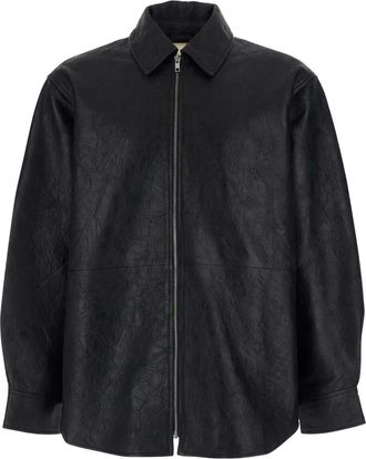 Sunflower zip-fastening leather shirt - Zwart