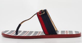 Carolina Herrera Multicolor Canvas And Leather Thong Flats