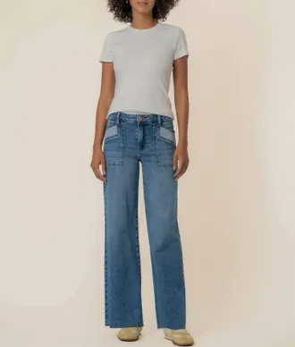 Kut from the Kloth Maya Front Pocket Raw Hem Jeans In Success