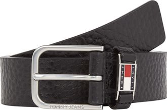 Tommy Jeans Lederg&uuml;rtel TOMMY JEANS TJM SCANTON TEXTURE 3.5 cm breit, Herren, Gr. 105, schwarz (schwarz texture), Rindsleder, unifarben, G&uuml;rtel Lederg&uuml;rtel, Gr&ouml;ss