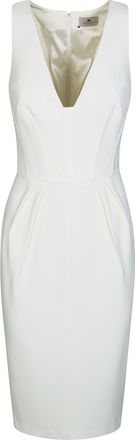 Elisabetta Franchi Fitted White Mini Dress with Deep V-Neckline