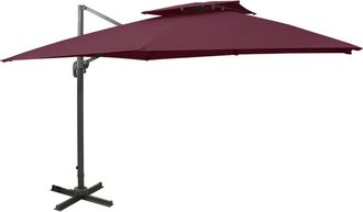 vidaXL Paraguas De Voladizo Con Doble Toldo 300x300 Cm Borgo&ntilde;a